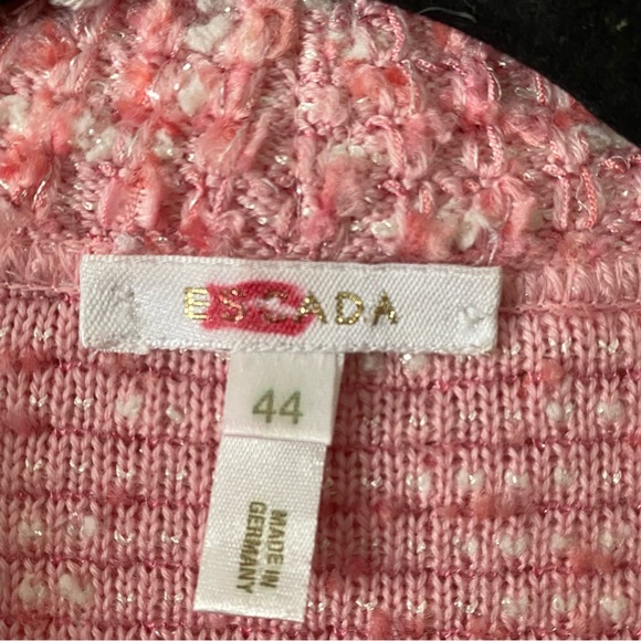 Escada Tweed Jacket Size 44 Pink White Metallic Elegant Barbiecore Elegant - Picture 4 of 11